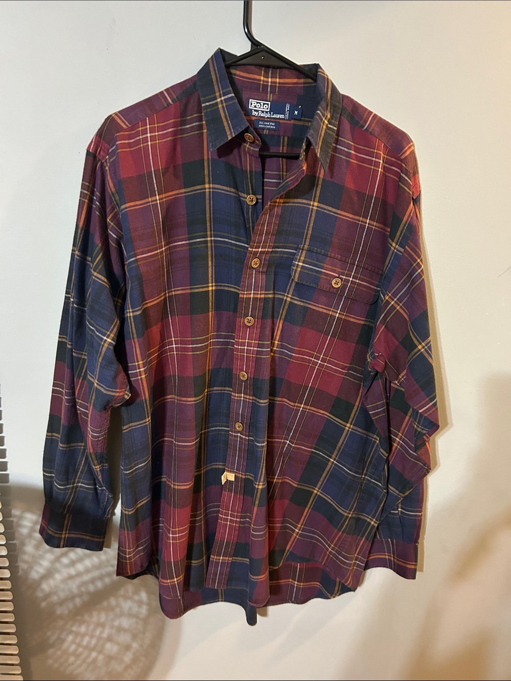 Polo by Ralph Lauren Burgundy, Navy & Yellow Plaid Button-Down Shirt